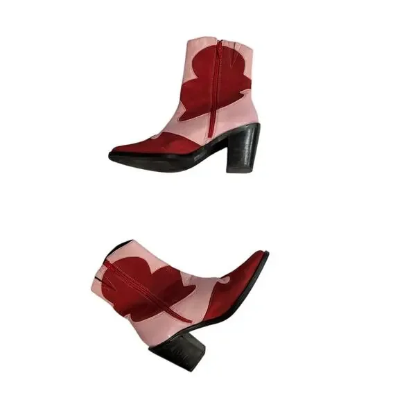 Nasty Gal Red & Pink Suede Women’s Cowboy Boot US Size 38 - Picture 7 of 8